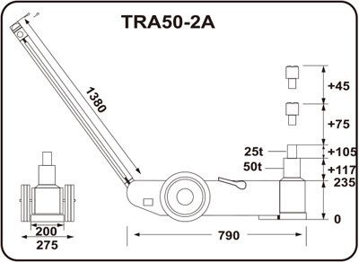 Домкрат для грузовиков пневмогидравлический 50т/25т, 457мм Torin TRA50-2A TRA50-2A фото