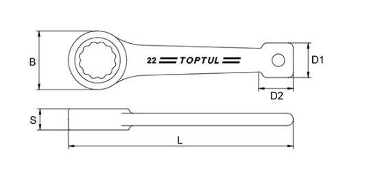Ключ накидной односторонний (ударный) 22мм Toptul AAAR2222 AAAR2222 фото