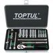 Набор инструмента 1/4" 18ед. дюймового 3/16"-9/16" (длинные головки) Toptul GCAD1813